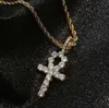 Halsketten mit Anhänger Iced Rose Gold Ankh Ägyptischer Anhänger Hiphop Zirkonia Nagel Kreuz Halskette für Männer Frauen Schmuck mit 24 Zoll Seilkette x0711 x0711