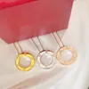 Tasarımcı Kolye Tasarımcı Mücevher Partisi Sterling Silver Circle Elmas Kolye Gül Altın Kolye Kadınlar Süslü Elbise Uzun Zincir Takı Hediyeleri