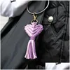 Key Rings Vintage Hand Woven Keychain Creative Heart Shaped Tassel Keychains Bag Decoration Pendant Chain Valentine Day Gift Keyring Dhmgt