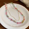 Chains Arrival Bohemia Style Colorful Crystal Natural Freshwater Pearl Ladies Necklace Jewelry For Women Chain 2-piece Set