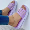 Slippers Comemore Vrouwen 2023 Mode Comfortabele Zomer Outdoor Sexy Golden Wedge Slipper Platte Schoenen Witte Strand Sandalen