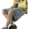 Мужские шорты Harajuku Pocket Denim Hip Hop Carge Short Mens Strtwear Brches Ретро корейские брюки Гранж Бермудские джинсы Y2K