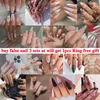 Valse Nagels 24Pcs Amandel Strass Glitter Sneeuwvlok Ontwerp Nep Vingernagels Wearable Acryl Volledige Cover Druk Op Nail Tips