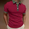 T-shirts pour hommes Chemise à manches courtes décontractée d'été Couleur unie Épaule à trois boutons