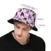 Baretten Paarse Poedel Polka Dot Print-Honden Patroon Unisex Emmer Hoeden Voor Mannen Vrouwen Print Zomer Strand Zon visser Cap