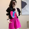 Women's Tracksuits Casual Outfits Summer 2023 Version Loose Fit Reduced Age Explosive Street Print Short Sleeve Shorts Two Piece Set