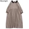 Urban Sexy Dresses Vintage Mori Girl Plaid para mujeres japonesas Kawaii Sweet Peter Pan Collar LongSleeved Dress Korean Loose Female Vestido 230711