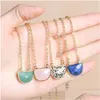 Pendant Necklaces Creative Natural Stone Necklace Facted Shape Lapis Lazi Pink Crystal High Grade Jewelry Drop Delivery Pendants Dhfdr