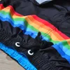 Мужские шорты Мужские спортивные беговые пляжные брюки Rainbow Swim Trunk брюки быстро сушеные движения для серфинга шорт для спортзала для мужчин 230711