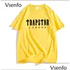 Мужские футболки Tshirts 2022 Трапстар дизайнер дизайнер мужской женский хип-хоп для печати для печати летняя мода черная спортивная одежда dh5al