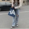 Evening Bags Design Women Denim Shoulder Bag Girls Light Blue Canvas Cloth Handbag Female Shopping Lady School Books Casual Totes