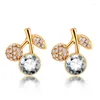 Stud Earrings ER-00178 Genuine Austrian Crystal Jewerly Gold Plated Women's Cherry 2023 Y2k Accessories Valentine's Day Gift