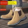 Labor protection shoes men's anti-smashing and anti-stabbing steel baotou refractory flower welder shoes site work four seasons wholesale