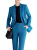 Femmes Deux Pièces Pantalon Automne Hiver Bureau Dames Formelle Pantalon Costume Blazer Femmes D'affaires Travail Porter Veste Et Pantalon Bleu Noir Femme 2