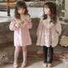 Girl's Dresses Autumn Winter Cute Kids Baby Girl Lace Velvet Dress Girl Pure Color Long Sleeve Dress Baby Girl Newborn Clothes DressHKD230712