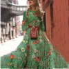 2023 New Women's Chiffon Printed Big Swing Long Dress Bohemian Holiday Style Dresstlvm