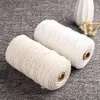 Duurzaam 200 m Wit Katoenen Koord Natuurlijke Beige ed Koord Touw Craft Macrame String DIY Handgemaakte Home Decoratieve supply 3mm200L