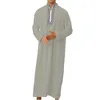 Ethnic Clothing Traditional Muslim For Men Middle East Jubba Thobe Zipper Robes Long Sleeves Dress Arabic Robe