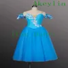 Stage Wear Lake Blue Green robe romantique femmes Giselle Cendrillon longue personnalisée Flower Festival Rose Romantique Paysan Tutu Dress fo303p