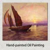 海景絵画キャンバスアート中国湾を渡るフランク・バイニング・スミス船手作りアートワーク高品質