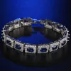 8mm Fine Sapphire Square Colorful Cubic Zirconia Tennis Bracelet Bling Korean Micro Set Zircon Wedding Bridal White Gold Plated Chain Bracelets Bangle For Women