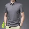 Poloshirts für Herren, Poloshirt aus Bambusfaser-Viskose und Baumwollmischung, Herren-Kurzarmkragen, nahtloses T-Shirt, Sommer, dünnes, leichtes Poloshirt 230711