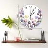 Relógios de parede colorir flor aquarela planta relógio de quarto grande cozinha moderna jantar redonda sala de estar assistir decoração de casa