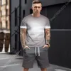 Survêtements pour hommes 2023Summer Man Survêtement Hommes Casual T-shirt à manches courtes Shorts Deux pièces Ensemble 3D Stripe Printing Fashion Streetwear Vêtements 230711