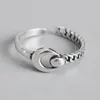 Obrączki ślubne błyszczący księżyc koreański antyczny nieregularny łańcuszek regulowany pierścionek w kolorze srebrnym dla kobiet projektant hurtowy