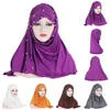 Abbigliamento etnico Donne musulmane islamiche One Piece Perline Hijab Foulard Avvolge Scialli malesi Arab Amira Cap Ramadan Copricapo