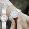 Wristwatches Wrist Accessory With Round Clear Glass Mirror Quartz Watch For Groom Wedding Dating Shopping H9