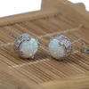 Dangle Earrings JLE1424 Simple White Opal Round Ear Stud Ms. Jewelry Gift