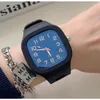 Нарученные часы 2023 Fashion Square Watch Женские спортивные часы чернокожие силиконовые группы Quartz Ladies Gilrs студенты