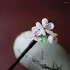 Hair Clips Handmade Luxury Flower Hairpins Sticks Vintage Wood Chinese Stick Pins For Women Ornaments Head Jewelry