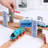 Diecast Model car Wooden Double Deck Bridge Overpass Wooden Train Tracks Railway Toys fit for Brand Tracks Educational Toys for children gift 230712