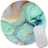 Modern Teal Marble Mouse Pad Washable Round Gaming Mousepads with Lycra Cloth Non-Slip Rubber Base Computer Small Mouse Pads