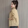 Vestes pour femmes Double avec doublure femmes veste courte manteau 2023 automne col montant outillage pardessus coréen décontracté coupe-vent basique hauts