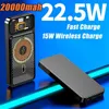 20000mAh Power Bank magnetica trasparente 22.5W 15W Batteria esterna Powerbank wireless a ricarica rapida per iPhone 12 Xiaomi Huawei L230712