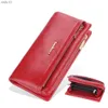 Carteras para mujer, monederos largos de gran capacidad para mujer con cremallera, monedero, billetera de cuero suave roja de calidad, monedero de mano para mujer L230704