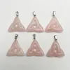 Pendentif Colliers De Mode Triangle Rose Quartz Sculpture Pierre Naturelle Fabrication De Bijoux Diy Charme Accessoires 6ps En Gros