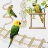 Other Bird Supplies 8 Packs Parrot Swing Hanging Toy Natural Wood Bell Cage Toys For Parrots Parakeets Cockatiels Finches Budgie 230711