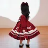 女の子のドレスガールズ服秋の冬のぬいぐるみパーティードレスレッド素敵で甘いレトロなロリータプリンセス新しいファッションかわいい暖かいsofthkd230712