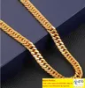 P klasyczny kubański Link łańcuszek naszyjnik zestaw bransoletek grzywny 18k prawdziwe stałe złoto wypełnione moda mężczyzna kobiet 039 S biżuteria akcesoria