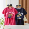 Ensembles de vêtements dessin animé ours à manches courtes ensembles de pantalons été bébé tenues enfants mode tee solide couleur shorts mince coton vêtements survêtements 230711