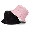 Baretten Four Seasons Cotton Love Heart Print Bucket Hat Fisherman Outdoor Travel Sun Cap voor mannen en vrouwen 422