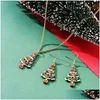 Pendant Necklaces Drip Colorf Christmas Tree Earrings Necklace Jewelry Set Women Girl Gift Drop Delivery Pendants Dhskr