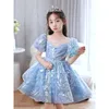 Robes de fille Robes de fête d'anniversaire pour enfants pour petite fille Taille 2 à 14 ans Robe de bal à sequins Robes de luxe Bleu ciel Robe de soirée formelle 230712