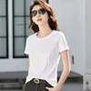 Women's T Shirts Women Cotton T-shirt Summer Fashion Bright Line Decoration O-Neck Short Sleeve Tees Tops Casual Simplicity Basic