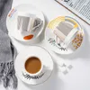 Mugs mirror Reflection Coffee Cup Plate Luxury afternoon tea set Ceramic Running Mug R230712