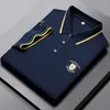 T-shirts masculins T-shirts High End Mulberry Silk Silk à manches courtes Polo Mode broderie T-shirt Summer Ice Cotton Breathable Men